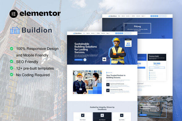 Buildion - Construction & Building Service Elementor Pro Template Kit