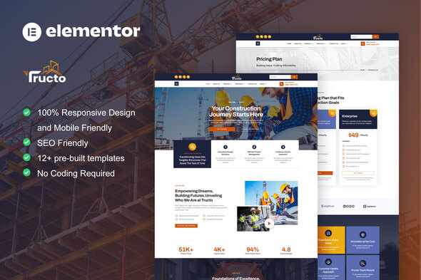 Tructo - Construction Service & Building Elementor Pro Template Kit