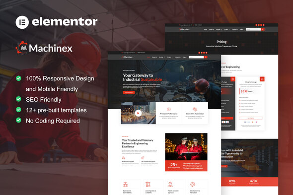 Machinex - Engineering & Industrial Service Elementor Template Kit