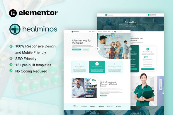 Healminos - Pharmacy & Medical Service Elementor Template Kit
