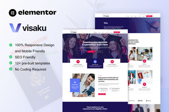 Visaku - Immigration & Visa Consulting Elementor Pro Template Kit