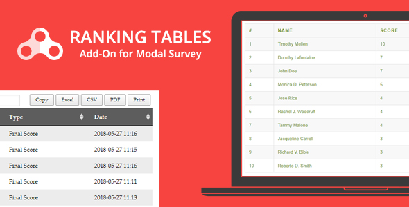 Ranking Tables - Modal Survey Add-on
