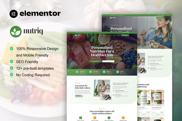 Nutriq - Healthy Food & Nutrition Elementor Template Kit