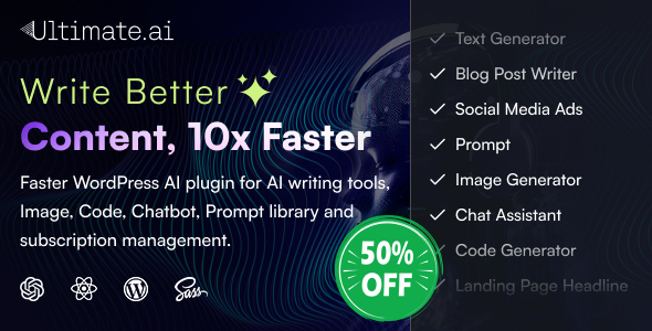 UltimateAI - AI Enhanced WordPress  Plugin with SaaS for Content