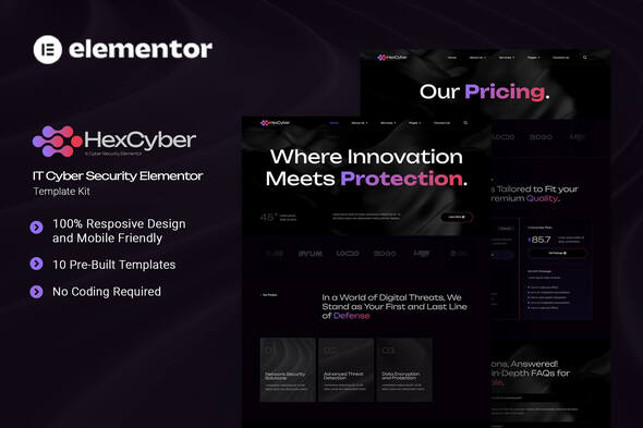 Hexcyber - IT Cyber Security Elementor Template Kit