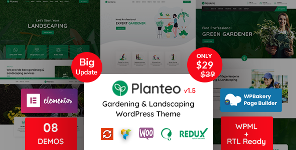 Planteo - Gardening and Landscaping WordPress Theme