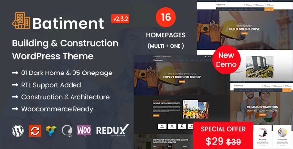 Batiment - Construction & Building  WordPress Theme