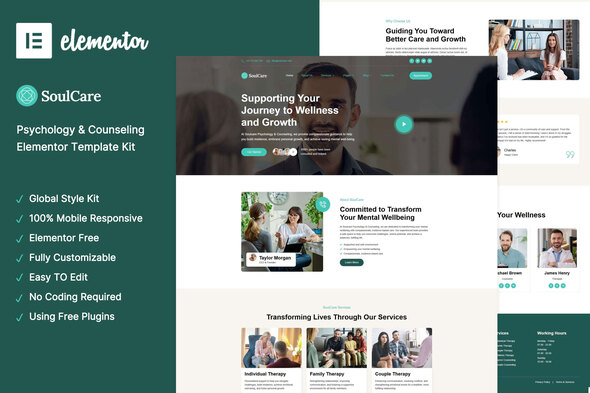 Soulcare - Psychology & Counseling Elementor Template Kit