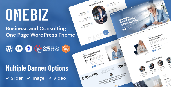 Onebiz – Business One Page WordPress Theme