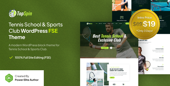 TopSpin – Tennis School & Sports Club FSE WordPress Theme
