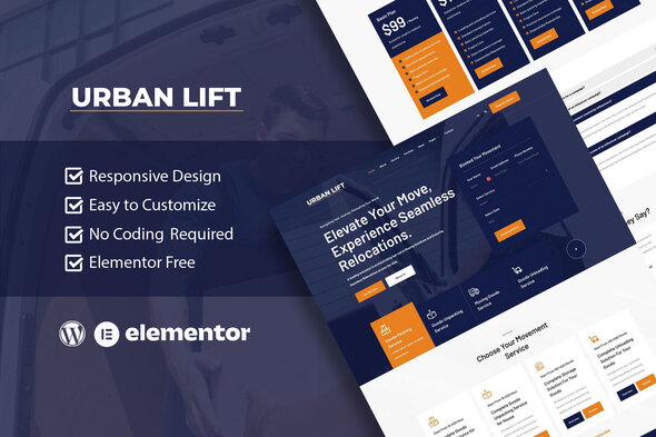 UrbanLift - Moving Company Service Elementor Template Kit